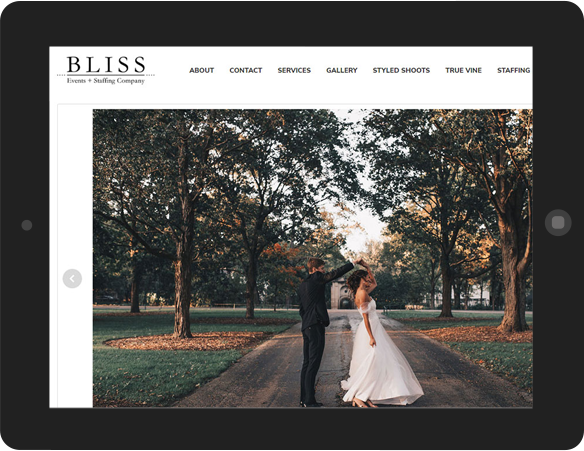 Bliss Events + Staffing Company web app development